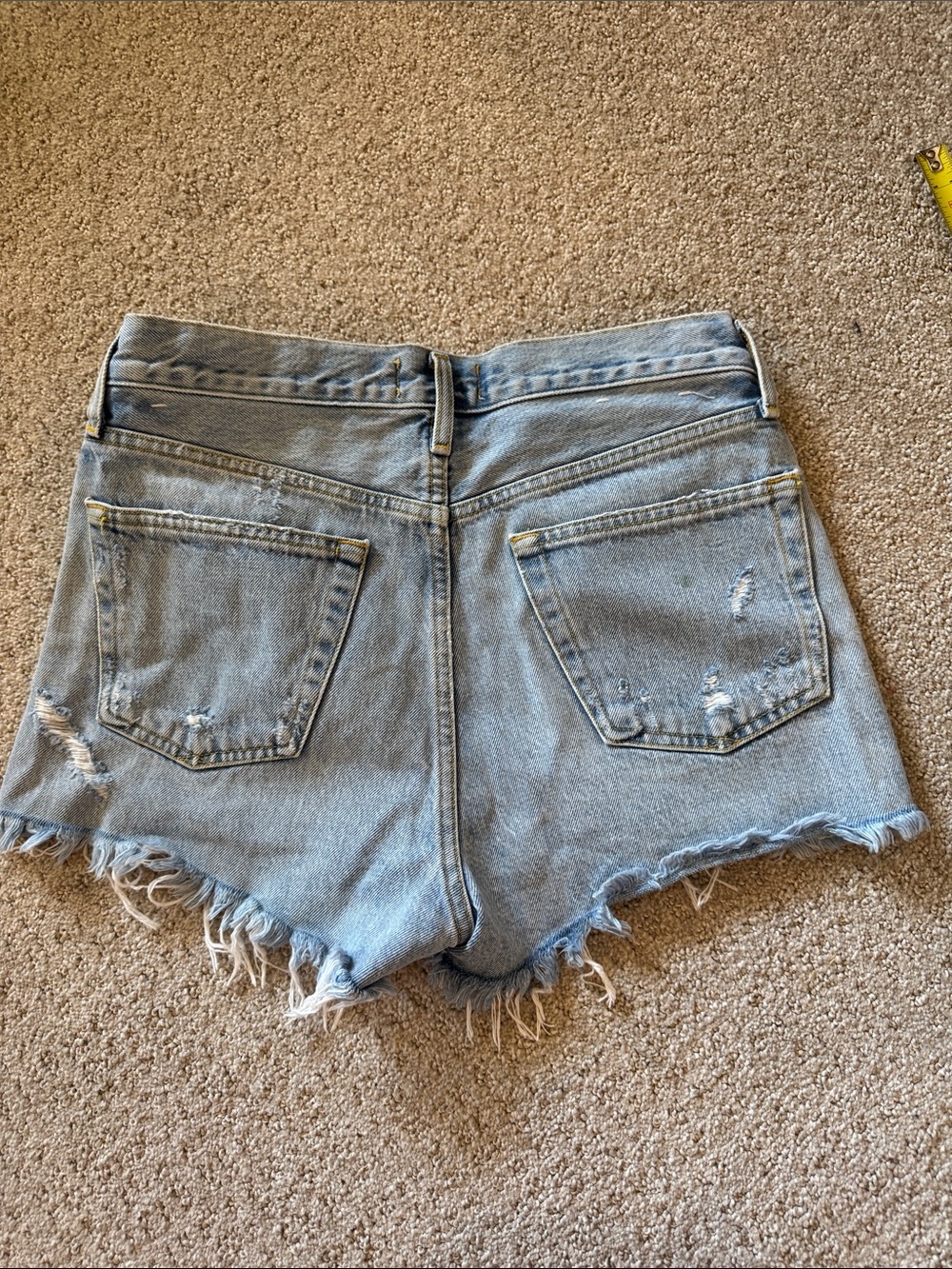 Agolde Light Wash Distressed Denim Cutoff Shorts - Picture 2 of 4